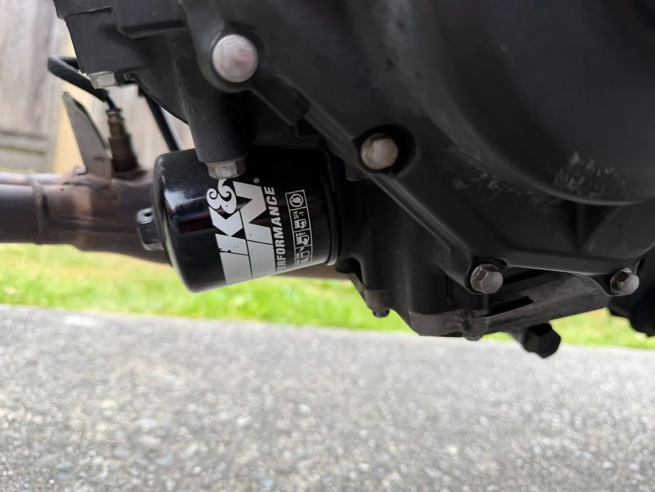 Motorcycle oil filter and maintenance detail used for a Richmond service article