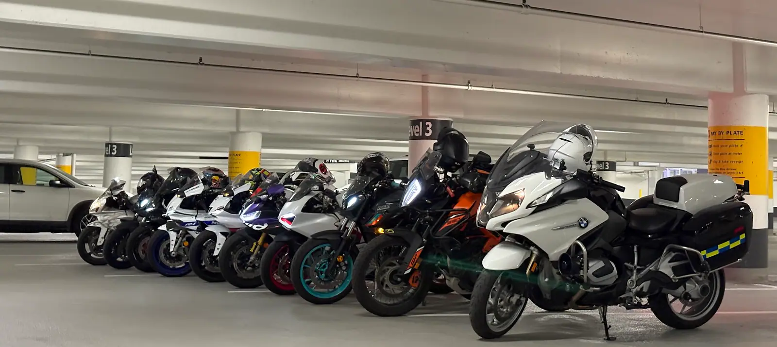 Motorcycle chassis and engine components checked during spring maintenance